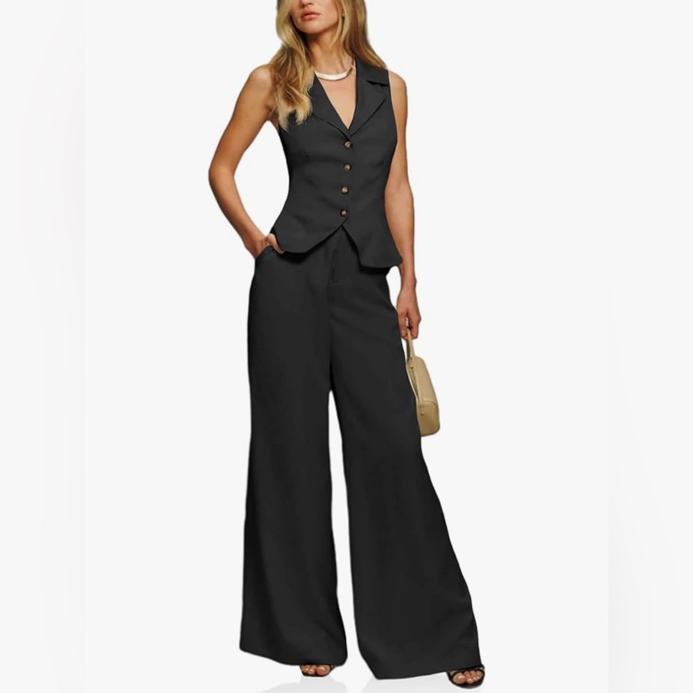 Black Wide Leg High-Waisted Pants